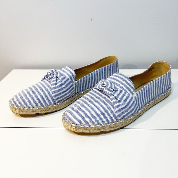 Talbots‎ Knot Linen Espadrilles Flats Blue White Chambray 11 Preppy Coastal NEW - Picture 2 of 8